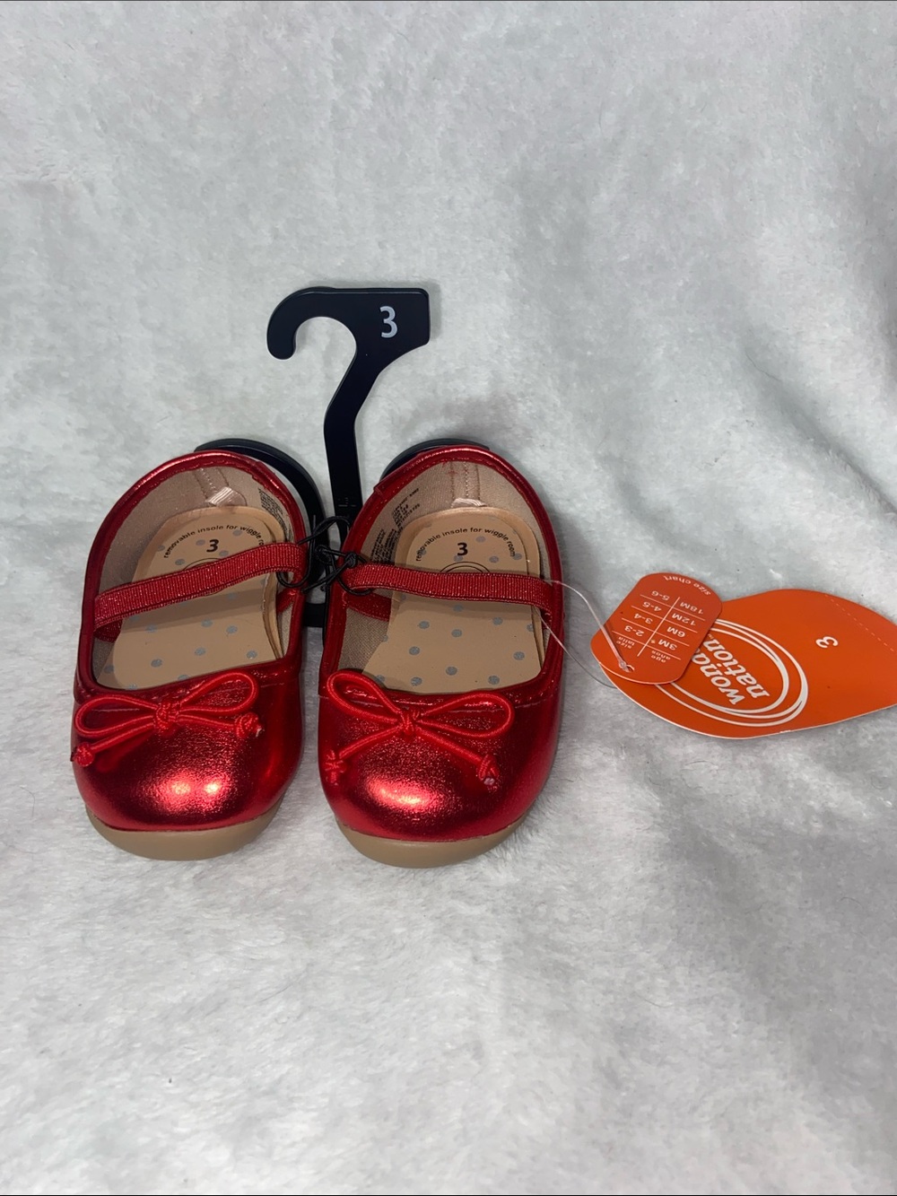 wonder nation Shiny Red Mary Jane Baby Shoes with Bow